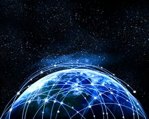 Blue vivid image of globe. Globalization concept. Elements of this image are furnished by NASA